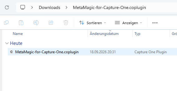 MetaMagic Capture One coplugin file inside extracted folder