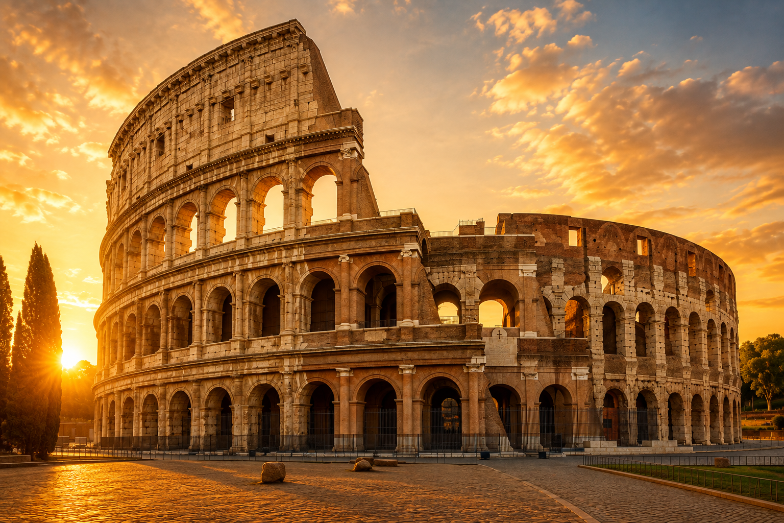 Preview of the Colosseum at golden hour in Rome